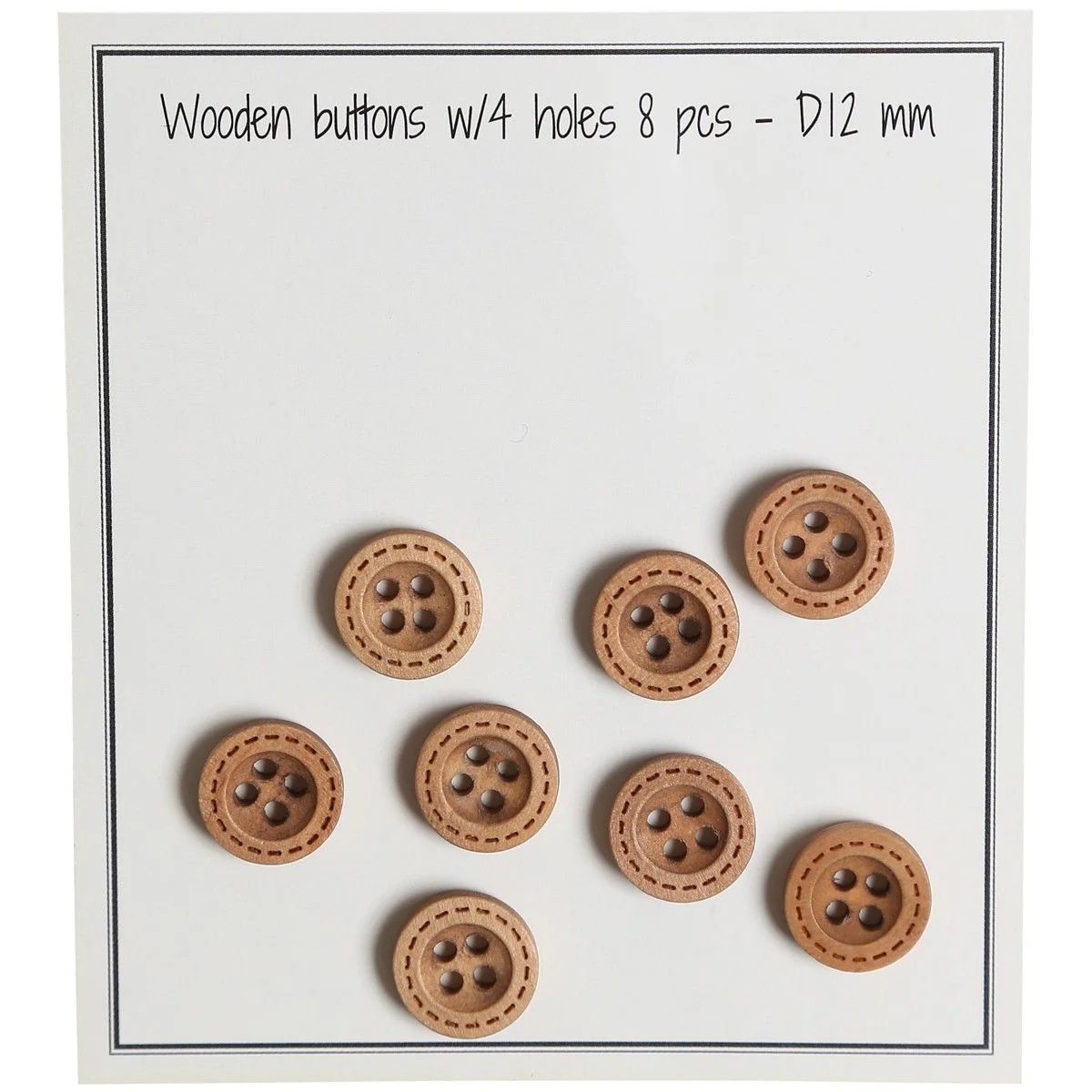 Wooden Buttons - Round Groove - Stitch Pattern - 8 pcs. - Image 2