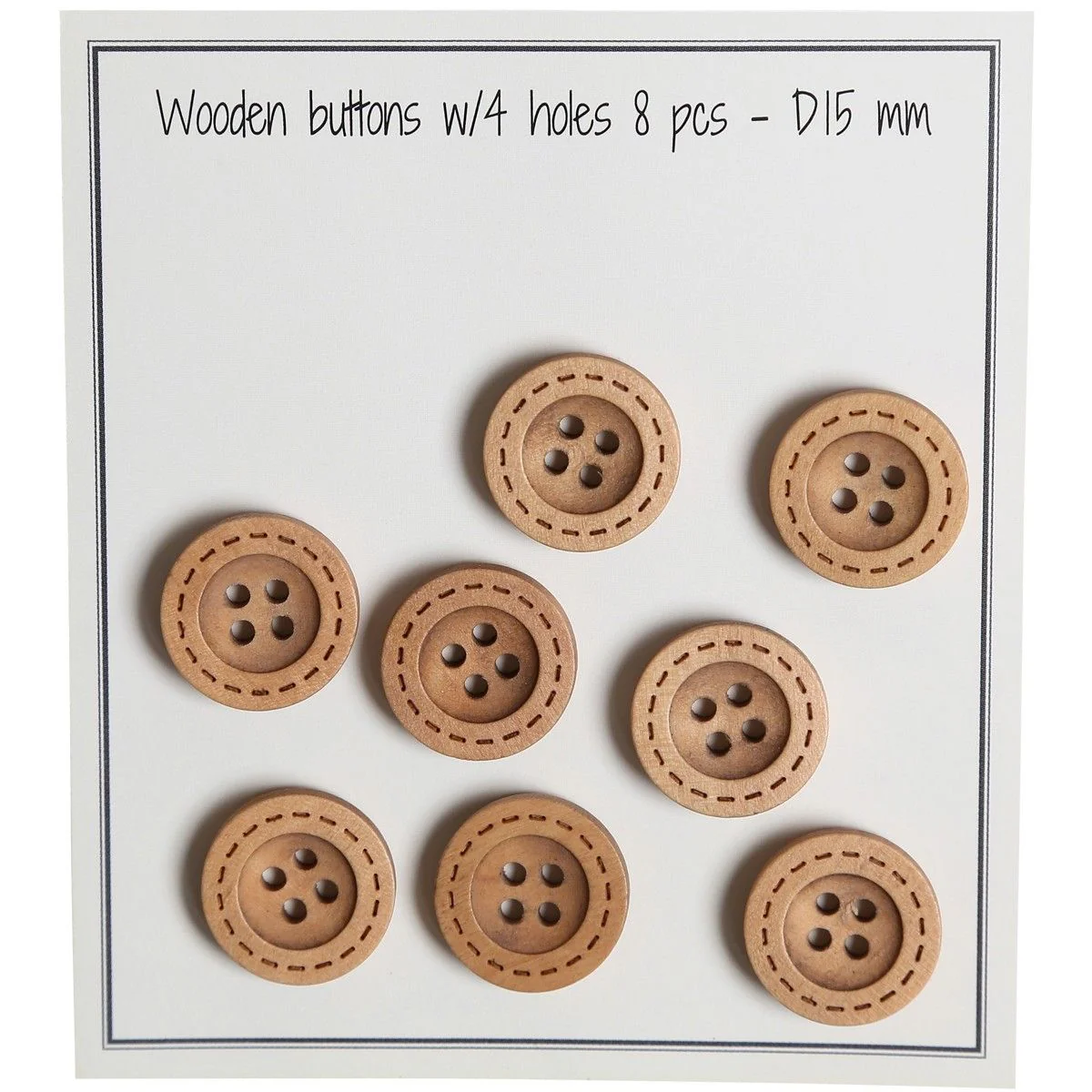 Wooden Buttons - Round Groove - Stitch Pattern - 8 pcs. - Image 3