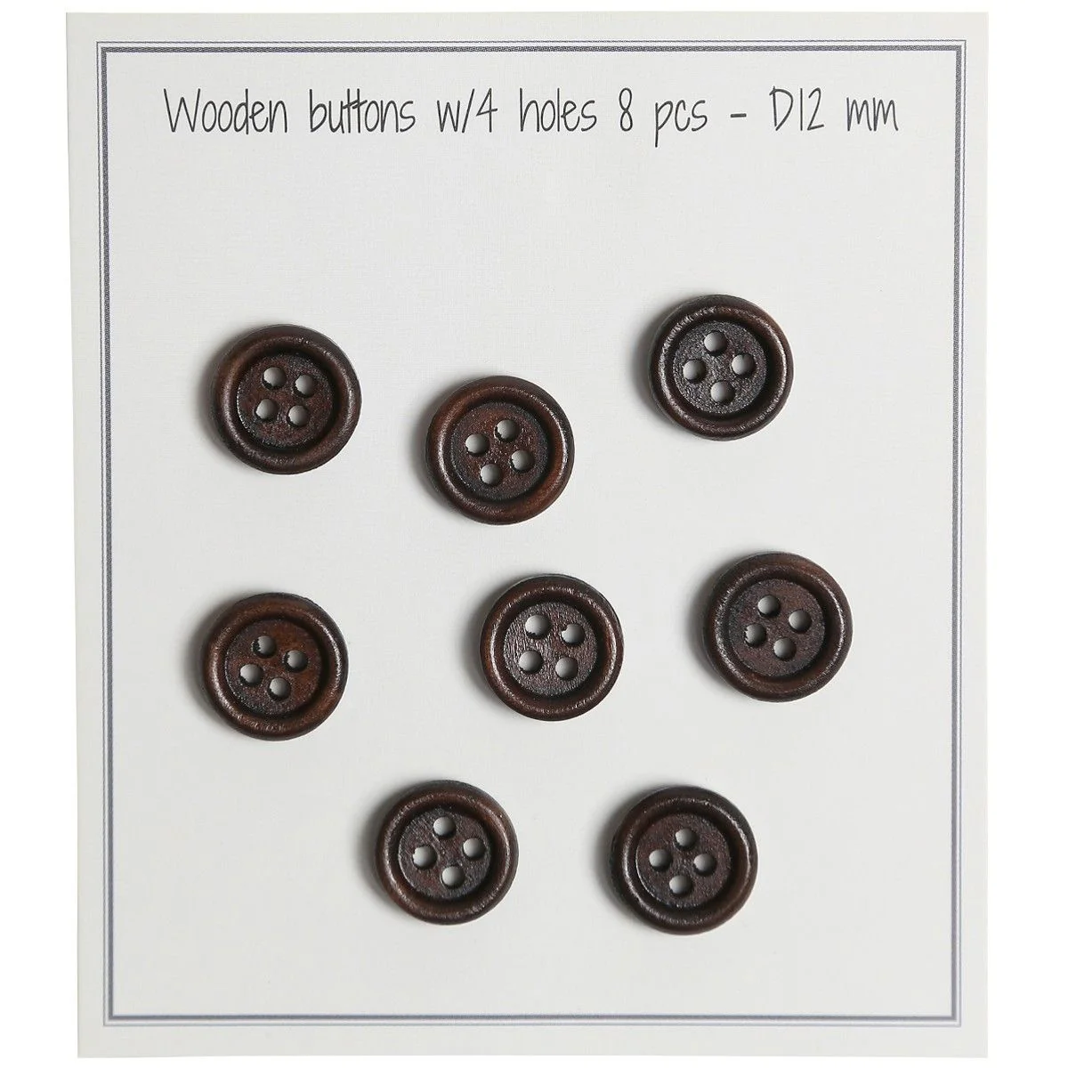 Wooden Buttons - Round Groove - Dark - 8 pcs. - Image 3