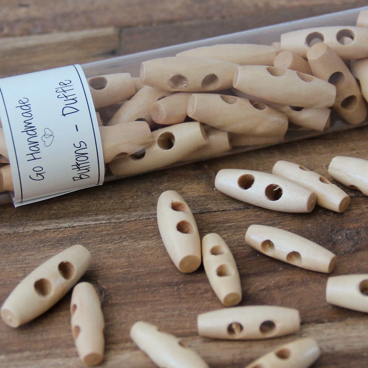 Oblong Wooden Buttons - 35 mm (1.4 inches) - Image 2
