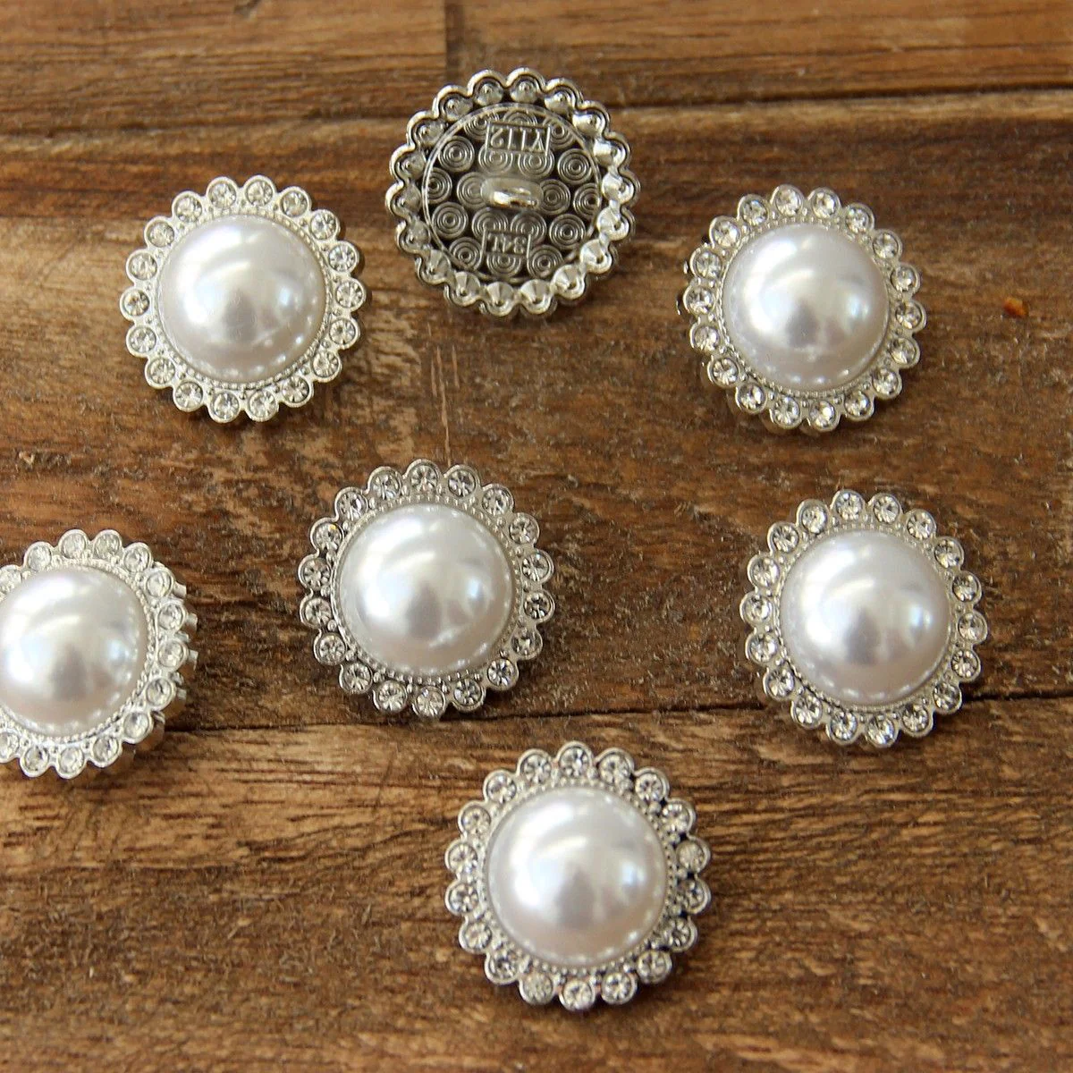 Pearl Buttons with stone - 21 mm - 4 pcs - Image 4
