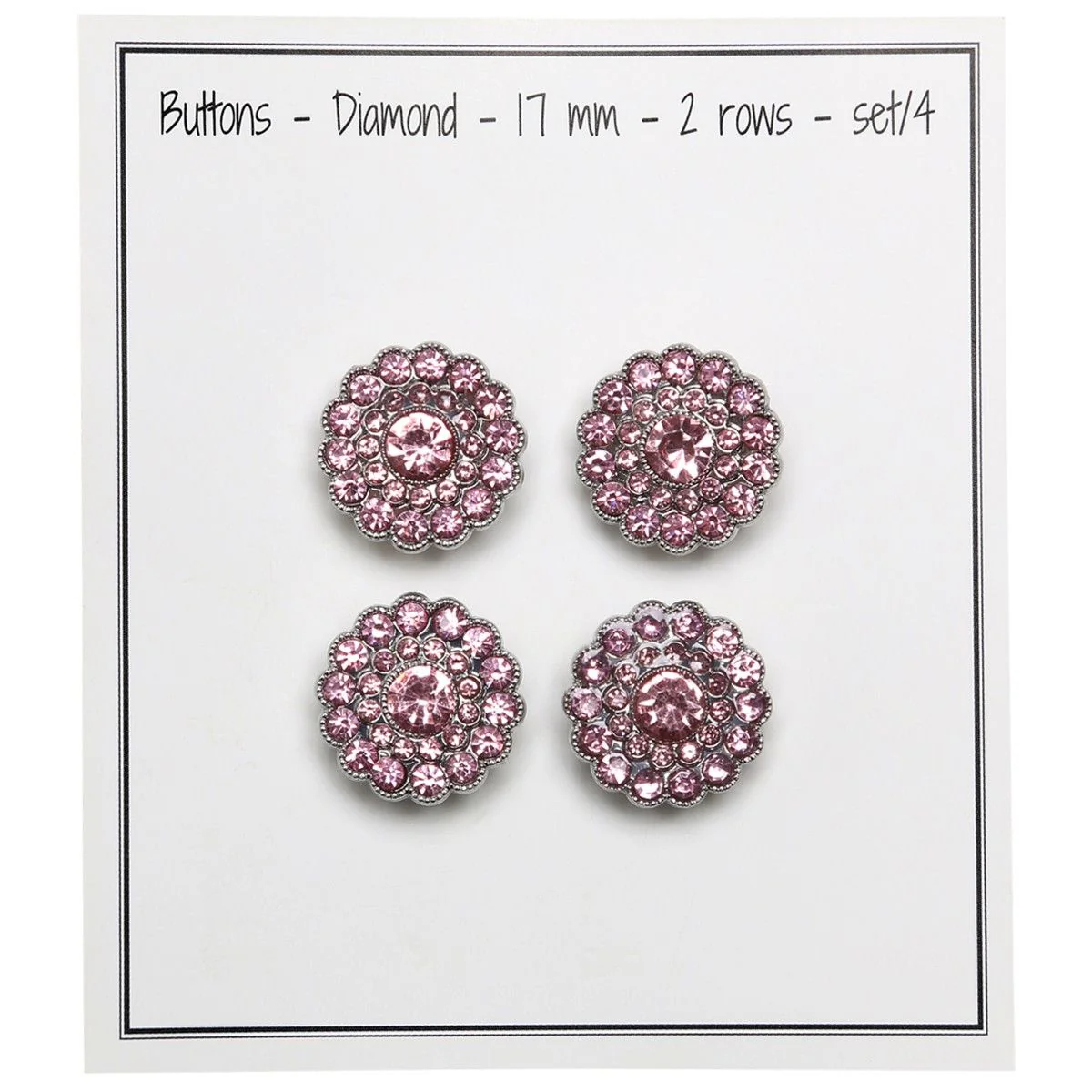 Bling Buttons - Small Stones - Pink - 4 pcs. - Image 3