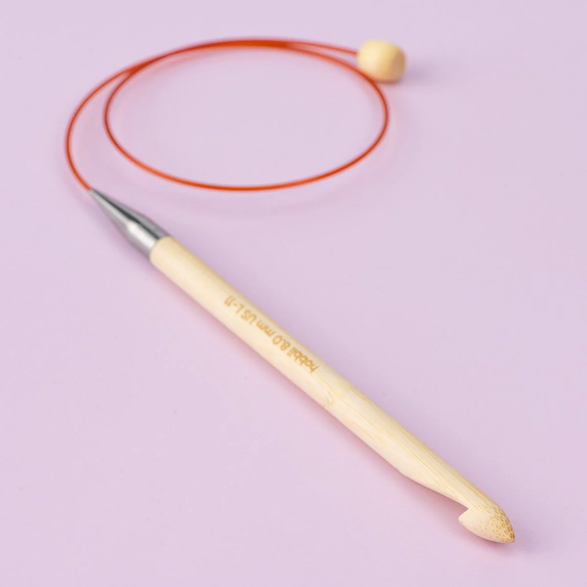 Bamboo Tunisian Crochet Hook with Wire - 50 cm (20 in) - Image 2