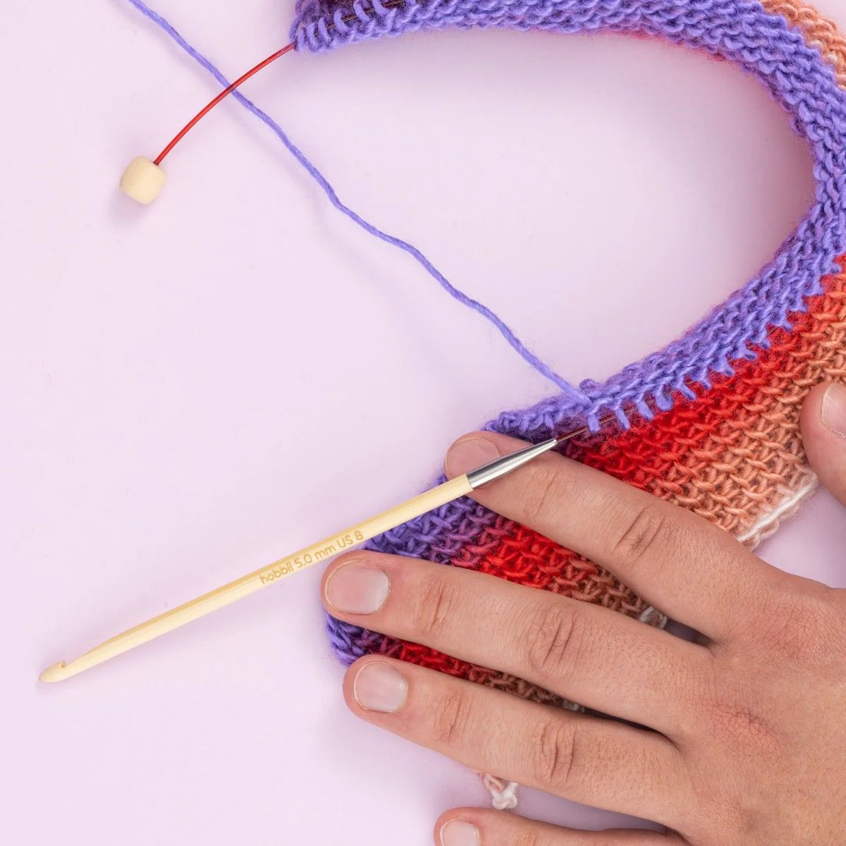 Bamboo Tunisian Crochet Hook with Wire - 50 cm (20 in) - Image 3
