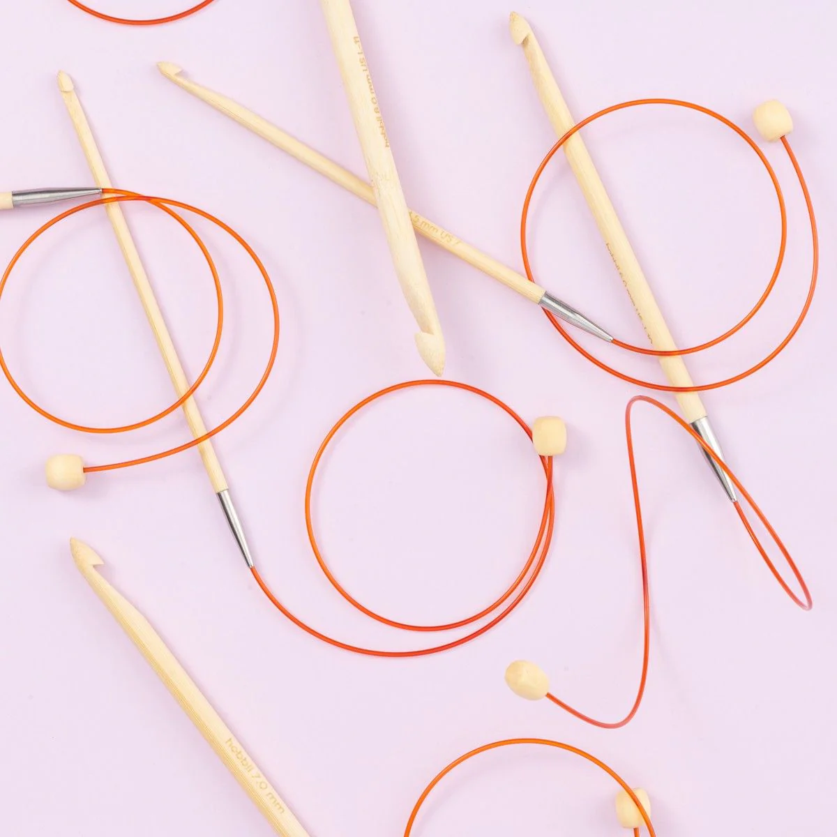 Bamboo Tunisian Crochet Hook with Wire - 50 cm (20 in) - Image 4