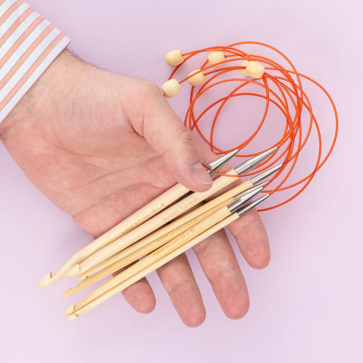 Bamboo Tunisian Crochet Hook with Wire - 50 cm (20 in) - Image 6