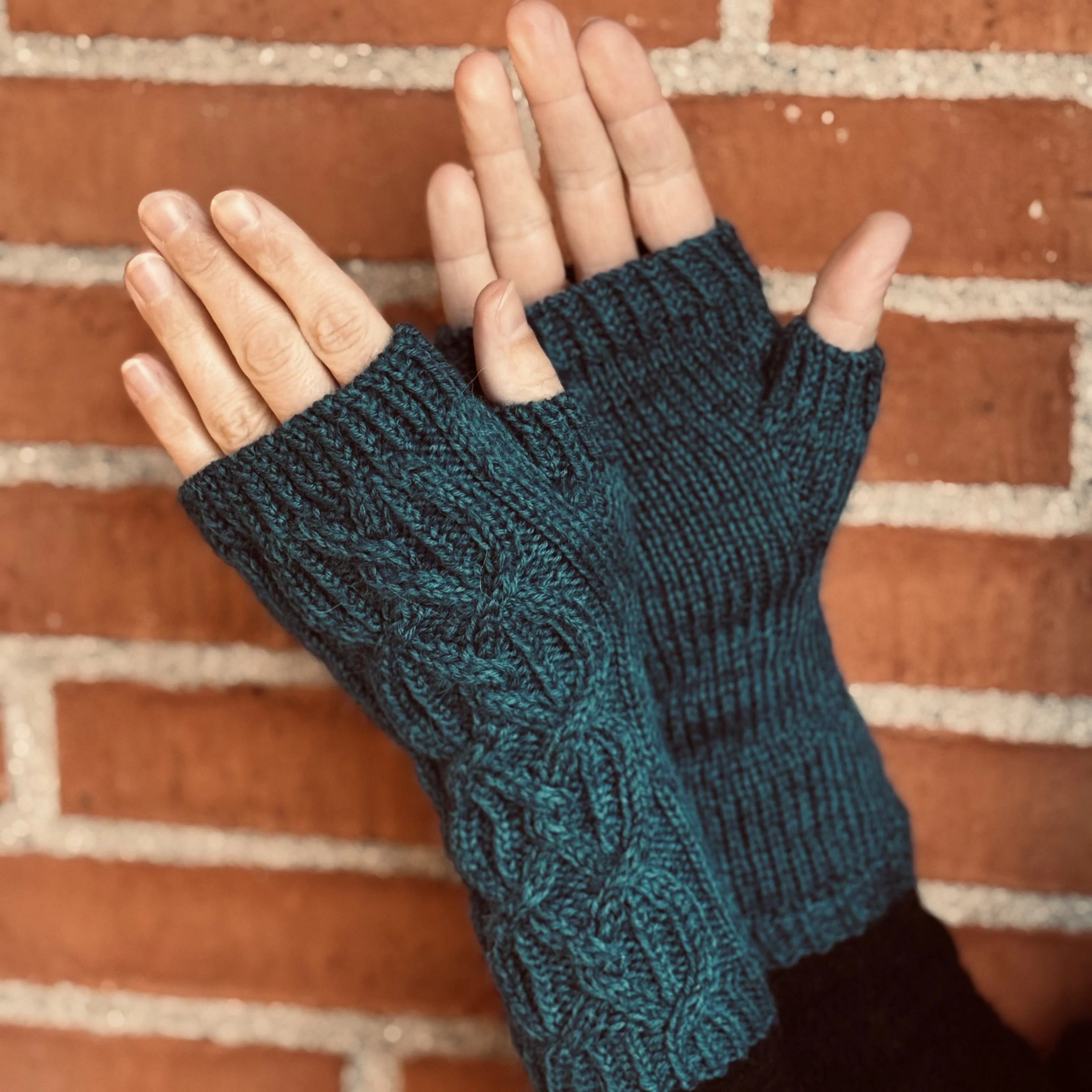 Teal Tales – Wrist warmers - Image 2