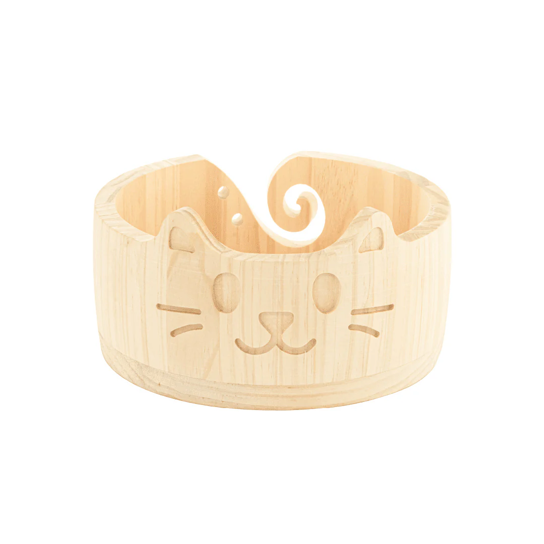Wooden Yarn Bowl - Cat
