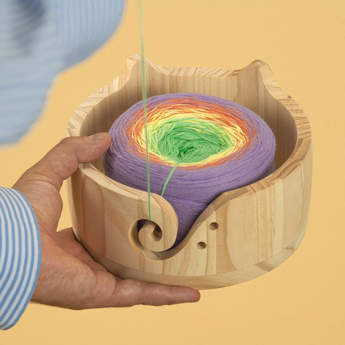 Wooden Yarn Bowl - Cat - Image 4